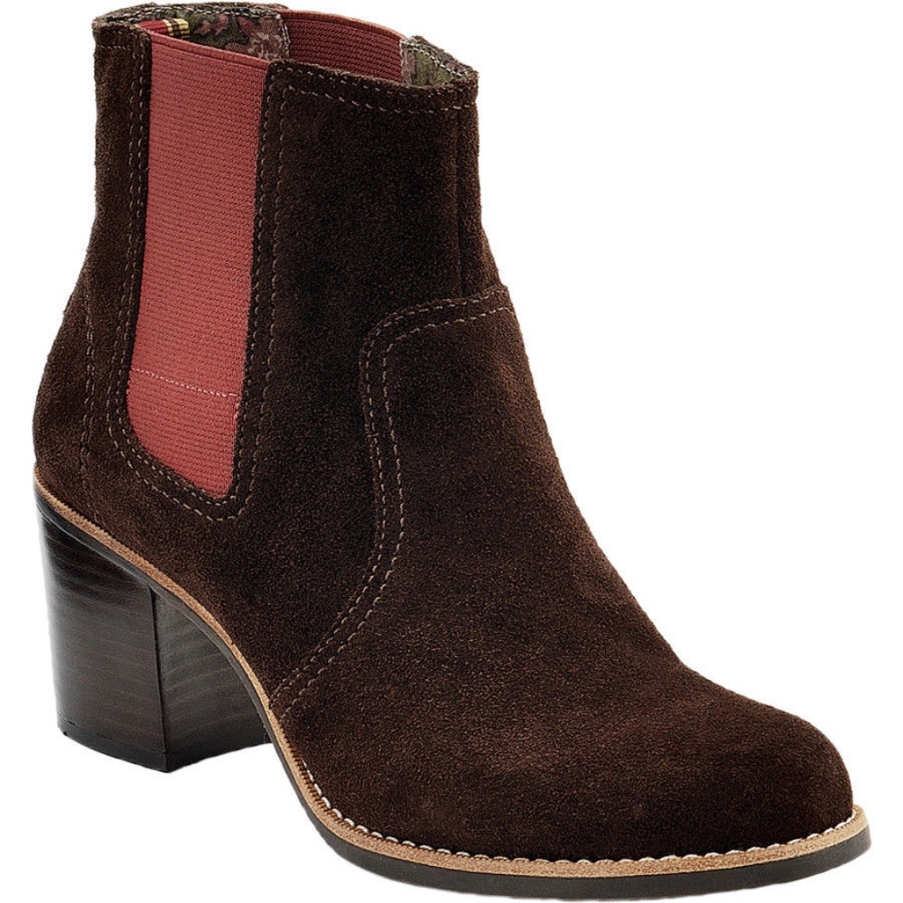 Sperry Bootie, brown suede, pink detail Sz 7